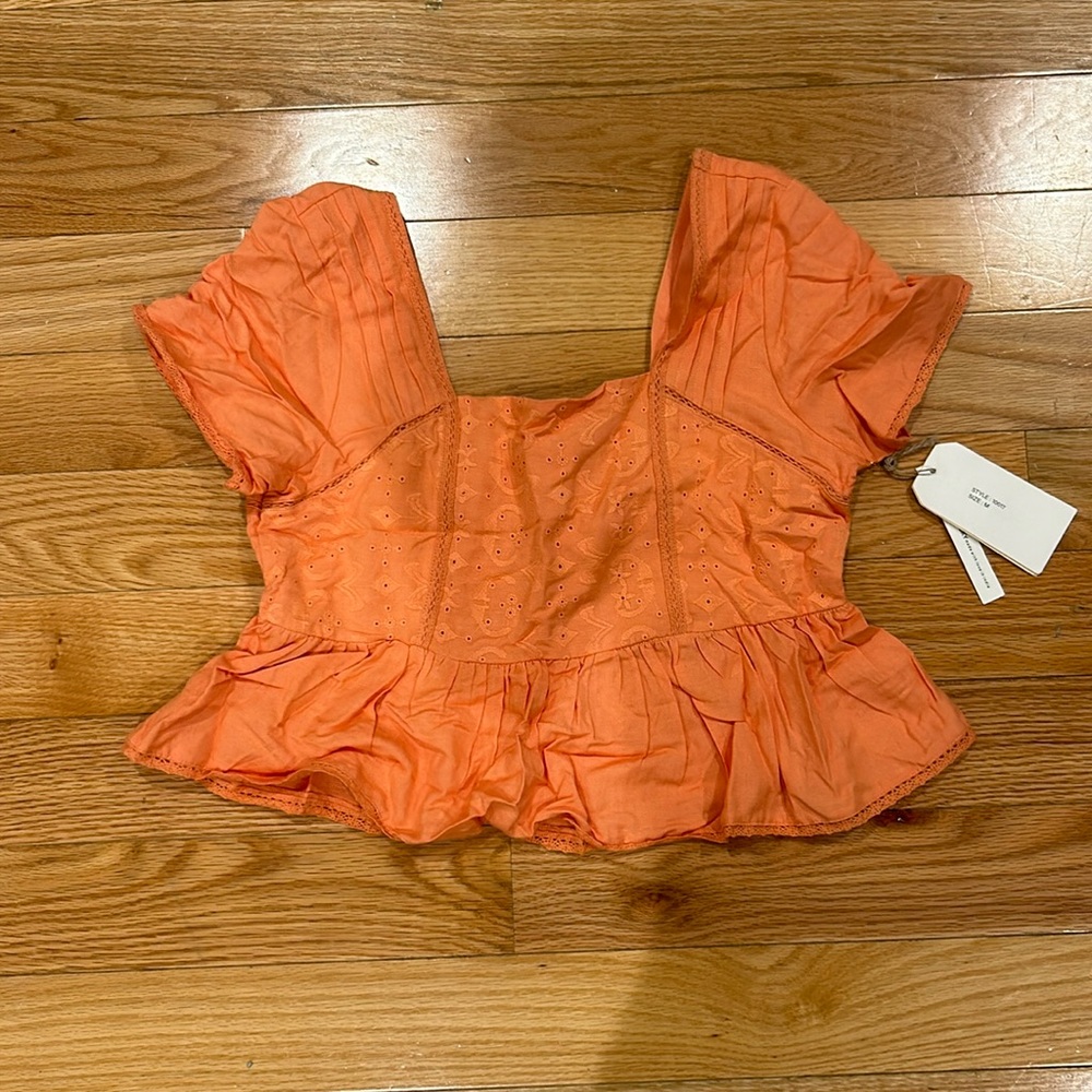 NWT Orange Peplum Top